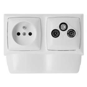 Prise 2P+T + prise TV-FM-SAT saillie Keva - Pour moulure Keva hauteur 20mm-Blanc|Planet wattohm-PLW11976