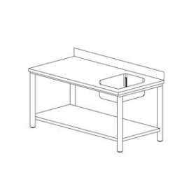 Table du chef avec étagège basse gamme 700, bac à droite|Tecnox-TNXTCE1BD227-1