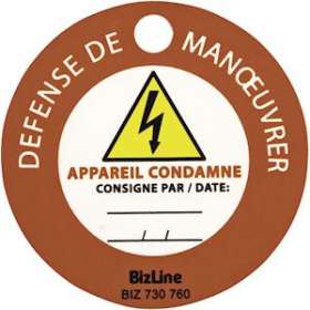 Macaron de consignation 'Défense de manoeuvrer/appareil condamné' D 80mm (x 3)|Bizline-BIZ730760