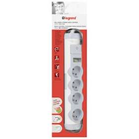 Rallonge multiprise 4 prises 2P+T 16A 230V avec parafoudre - blanc et gris|Legrand-LEG050095