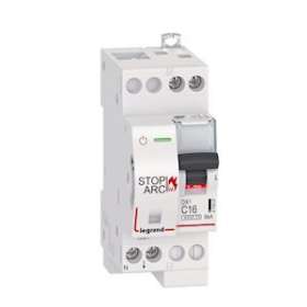 Disj. DX³ STOP ARC 4500 6kA arrivée/sortie à vis 1P+N 230V~ 16A courbe C -2 mod|Legrand-LEG415907