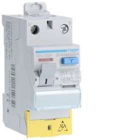 Interrupteur différentiel 2P 25A 30mA type AC à bornes décalées|Hager-HAGCDC722F