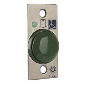 Bouton poussoir NONF Choc - Vert - Précâblé - plaque porte inox|CDVI-CDABPNONFCHOCCAB