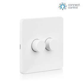 Connect.control - Variateur rotatif mural double blanc sans fil Bluetooth|Aurora-ABIAUA1BTR2GW