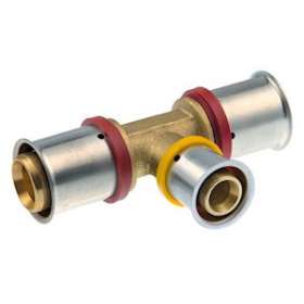 VSH MultiPress laiton Té réduit FFF 20x25x20|Aalberts Integrated Piping Systems BV-IPH123459815