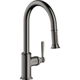 Mitigeur cuisine avec douchette extractible noir chromé poli|Hansgrohe-HA316581330