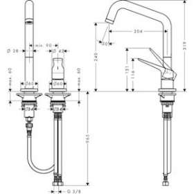 Mitigeur cuisine 2 trous chromé poli|Hansgrohe-HA334820020