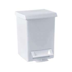 Poubelle à pédale 6 litres 280 x 210 x 210 mm, plastique blanc|Pellet asc-PT4878370