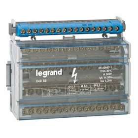 Répartiteur monobloc 4P à bornes 125A -15 connexions par barreau - 8 modules DIN|Legrand-LEG004888