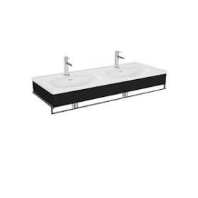 Equal plan cér.,lavabo double,pann. en bois et porte-serv.,chêne noir str.,130cm|Vitra France-GIR64097