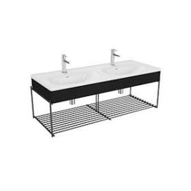 Equal plan cér.,lavabo double,pann.en bois et étagère,chêne noir structure,130cm|Vitra France-GIR64100