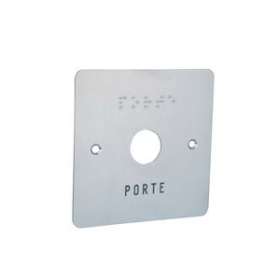 Façade inox 1.5 mm pour bouton de sortie gravée PORTE + braille (85x85 mm)|Golmar-BITTFAC07-B