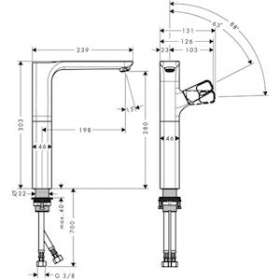 Mitigeur lavabo 280 surélevé pour vasque libre, bonde écoul. libre chromé brossé|Hansgrohe-HA311035260