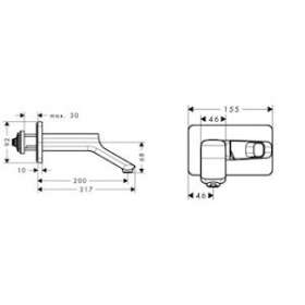 Mitigeur lavabo mural encastré, bonde à écoulement libre laiton poli|Hansgrohe-HA311026930