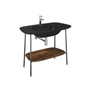 Plural console avec plan céramique, noir mat, étagère en chêne foncé, 99,5 cm|Vitra France-GIR64046