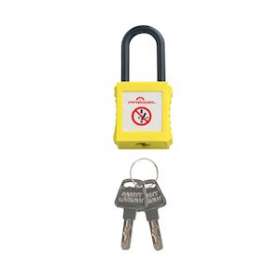 cadenas plastique jaune anse nylon 6mm clé identique A2|Catu-CATPP-6-38-Y-A2