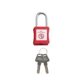 cadenas plastique rouge anse metal 6mm clé aléatoire Z|Catu-CATPM-6-38-R-Z