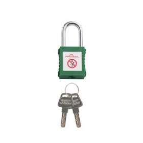 cadenas plastique vert anse metal 6mm clé identique A4|Catu-CATPM-6-38-G-A4