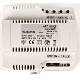 Alimentation secteur 230vac/12vcc 5a,fixation din et à vis 6 modules|Aiphone-AIPPS1250DIN