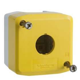 Harmony XAL - boite 1 trou D22 - couvercle jaune - fond gris clair|Schneider Electric-SCHXALK01