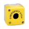 Harmony boite - 1 trou - couvercle jaune - EMERGENCY STOP - logos EN13850