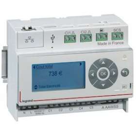 Ecocompteur IPpour mesure consommation 6 postes 110V~ à 230V~ - 6 modules DIN|Legrand-LEG412000