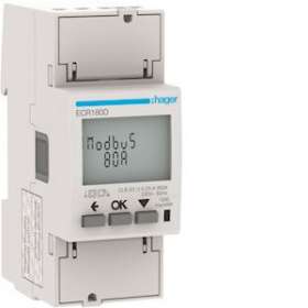 1 Phase kWhmeter direct 80A 2M MODBUS MID|Hager-HAGECR180D