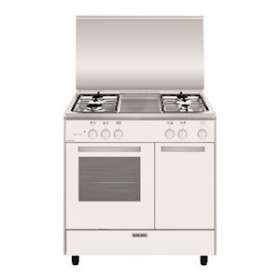 Butanette 80 x 50 cm blanche/plan de cuisson inox - Alpha - Four gaz émail lisse|Airlux-ALXGA85PMWH