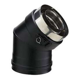 COUDE A 45DEG 80-130 PGI Couleur: NOIR GRA - RAL 9030 EC 45DEG80/130PGI|Poujoulat-PJT370807219030