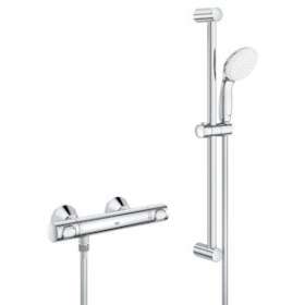 Mitigeur thermostatique douche 1/2' avec ensemble de douche Grohtherm 500 Chromé|Grohe-GO234808000