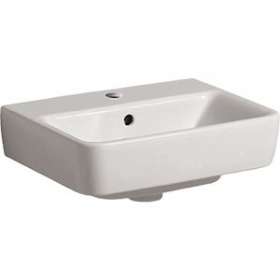 Lave-mains Geberit Renova Compact: 45x34cm, Trou rob. au centre, Blc|Geberit-GBR276145000