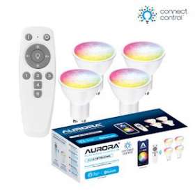 Connect.control - Kit 4 x GU10 5W RGBCX + télécom. Bluetooth|Aurora-ABIAUA1BTGUCWK