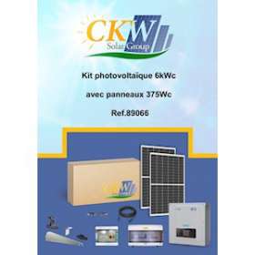 Kit Solaire onduleur 6kW-triphasé-16 panneaux 375W-toit plat ETN-Coffret AC/DC|-KWC89066