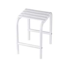 Tabouret de douche assise 4 lattes, blanc, pied tube aluminium époxy D 30 mm|Pellet asc-PT4047650