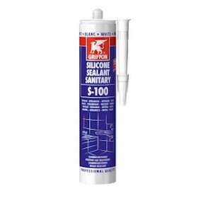 S-100 Mastic silicone sanitaire blanc base acétique cart 300 ML|Griffon france-GF21249325