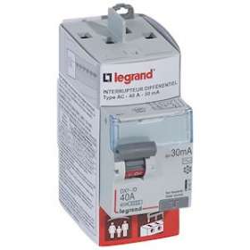 Interrupteur différentiel DX³-ID 2P type AC 30mA arrivée haut/départ haut 40A|Legrand-LEG092840