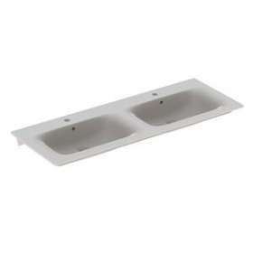 Lavabo double pour meuble Geberit Renova Plan, 130x48cm, avc trop-plein, Blc|Geberit-GBR122230000